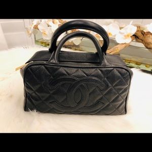 Chanel Black Caviar Leather Bowling Bag